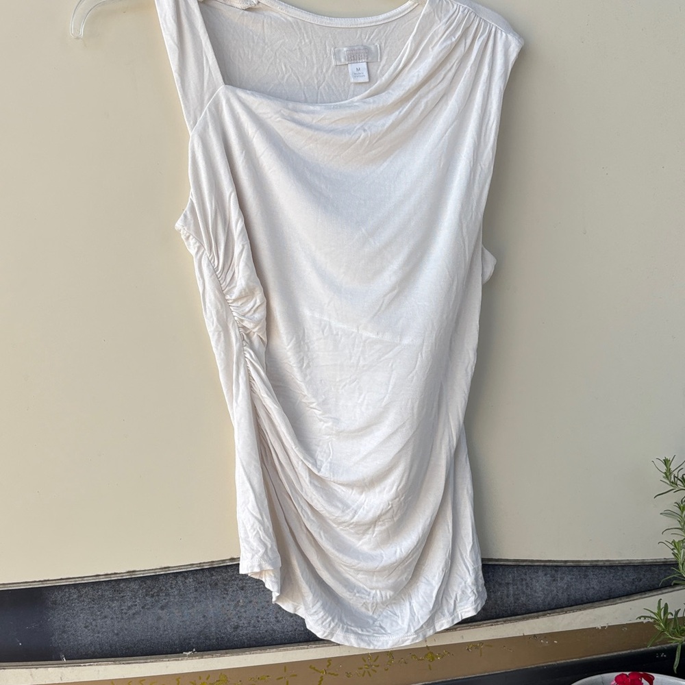 Elegant Cream Draped Tank Top